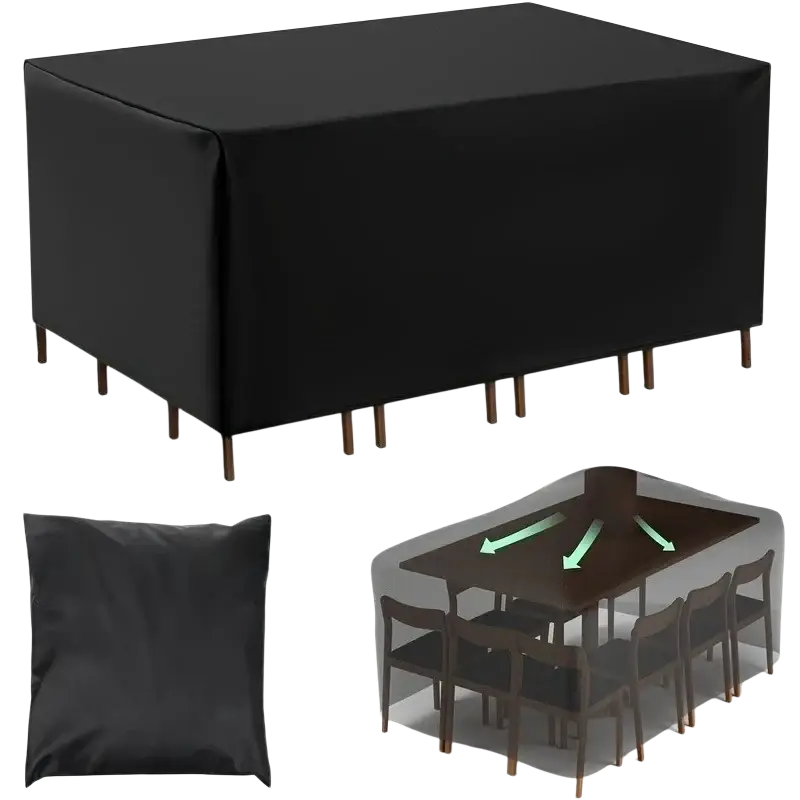Black waterproof patio furniture cover set featuring a durable cover set for outdoor table and chairs protection