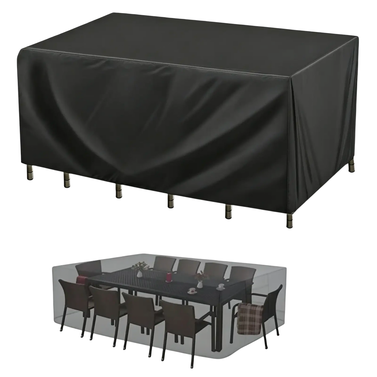 Black waterproof patio furniture cover set made of durable material for outdoor protection cover set use