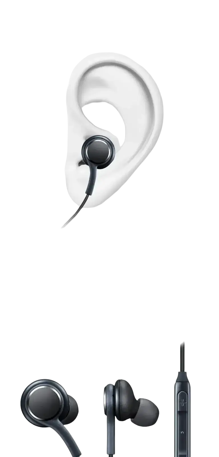 Black wired type-c in-ear earphones with sleek modern design and silicone ear tips for comfortable listening