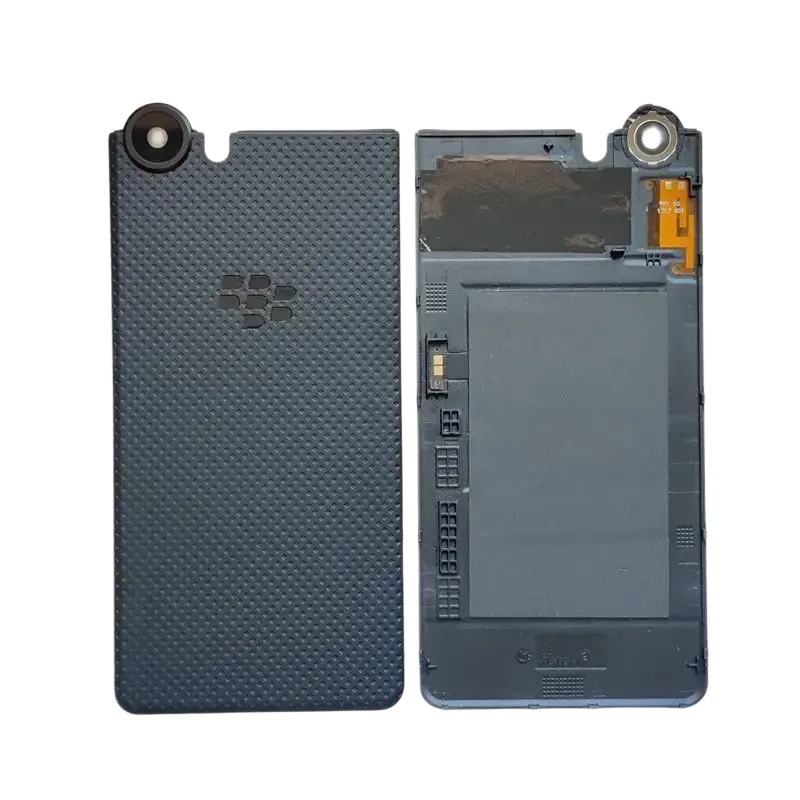 Black textured back panel with blackberry logo showing outer shell and internal frame for blackberry keyone dtek70 replacement housing