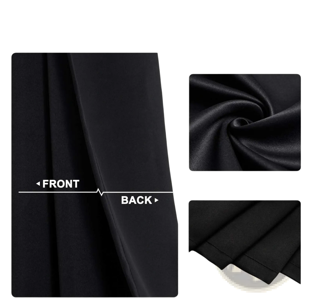 Blackout curtains 3 layer eyelet pair cream showing black fabric with soft texture and precise seam detailing