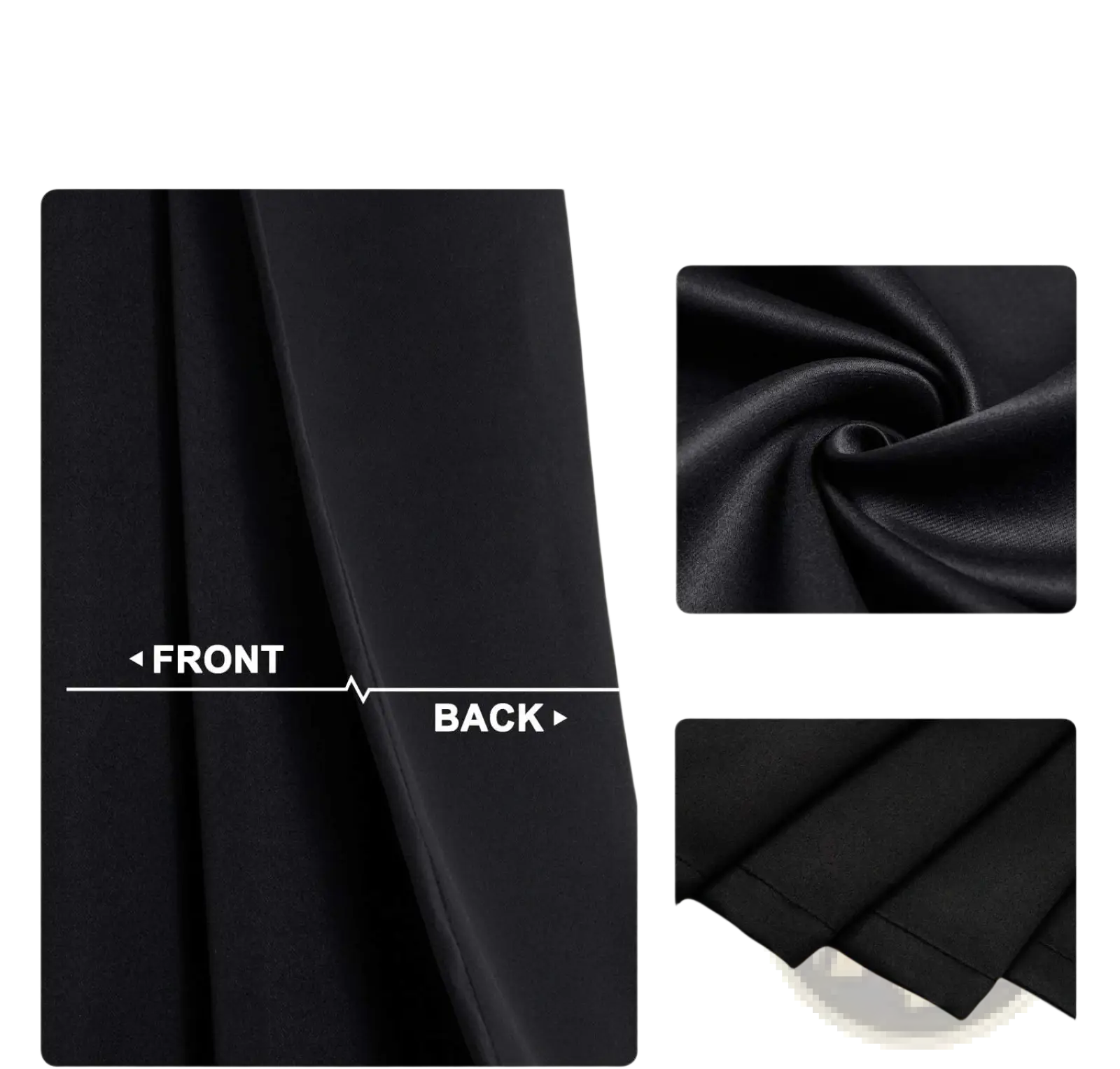 Blackout curtains 3 layer eyelet pair cream showing black fabric with soft texture and precise seam detailing