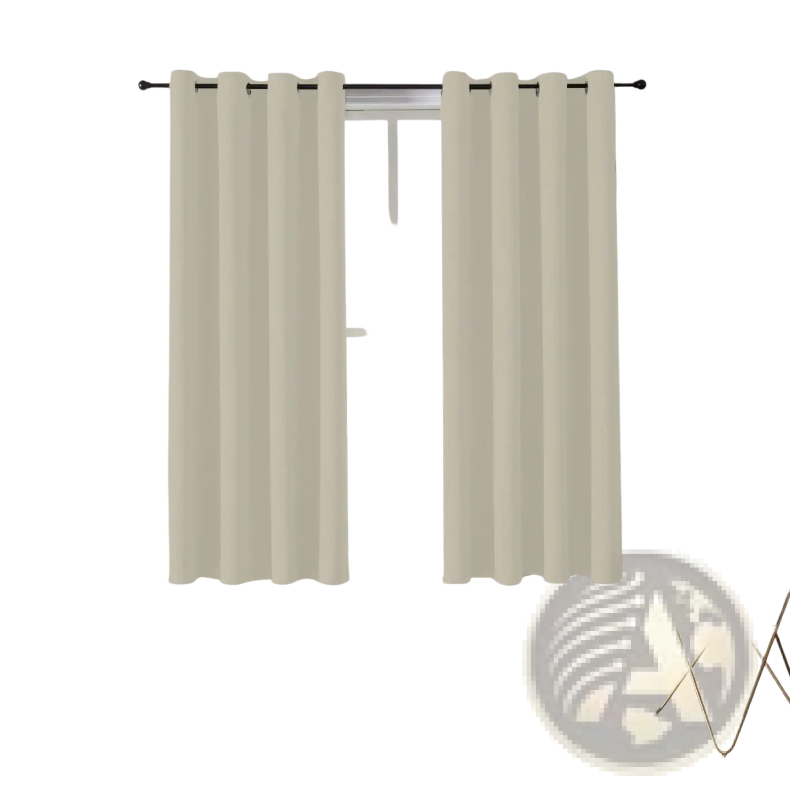 Cream-colored blackout curtains with solid fabric and simple grommet top design 132x242cm pair