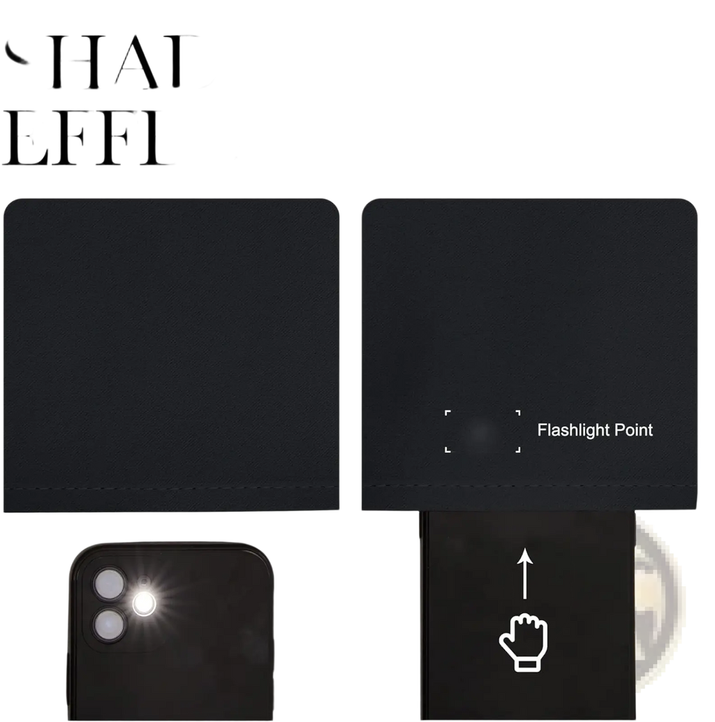 Black phone case with matte finish and precise camera cutouts designed to block light completely