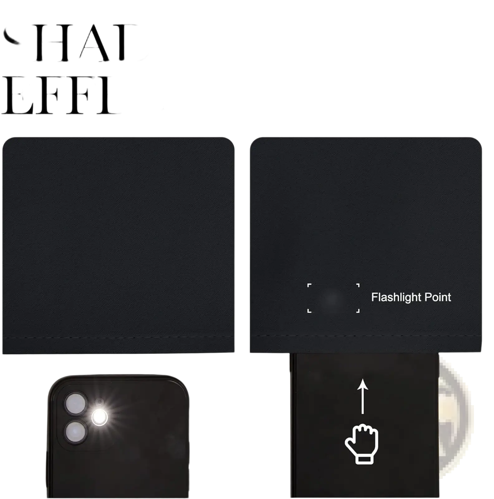 Black phone case with matte finish and precise camera cutouts designed to block light completely