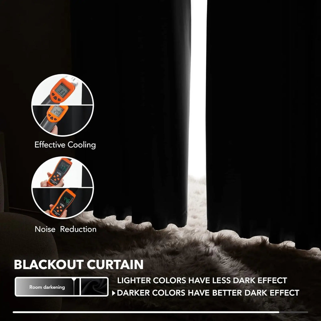 Blackout curtains 3 layer eyelet pair cream 132x242cm with sleek dark fabric for superior room-darkening and noise reduction