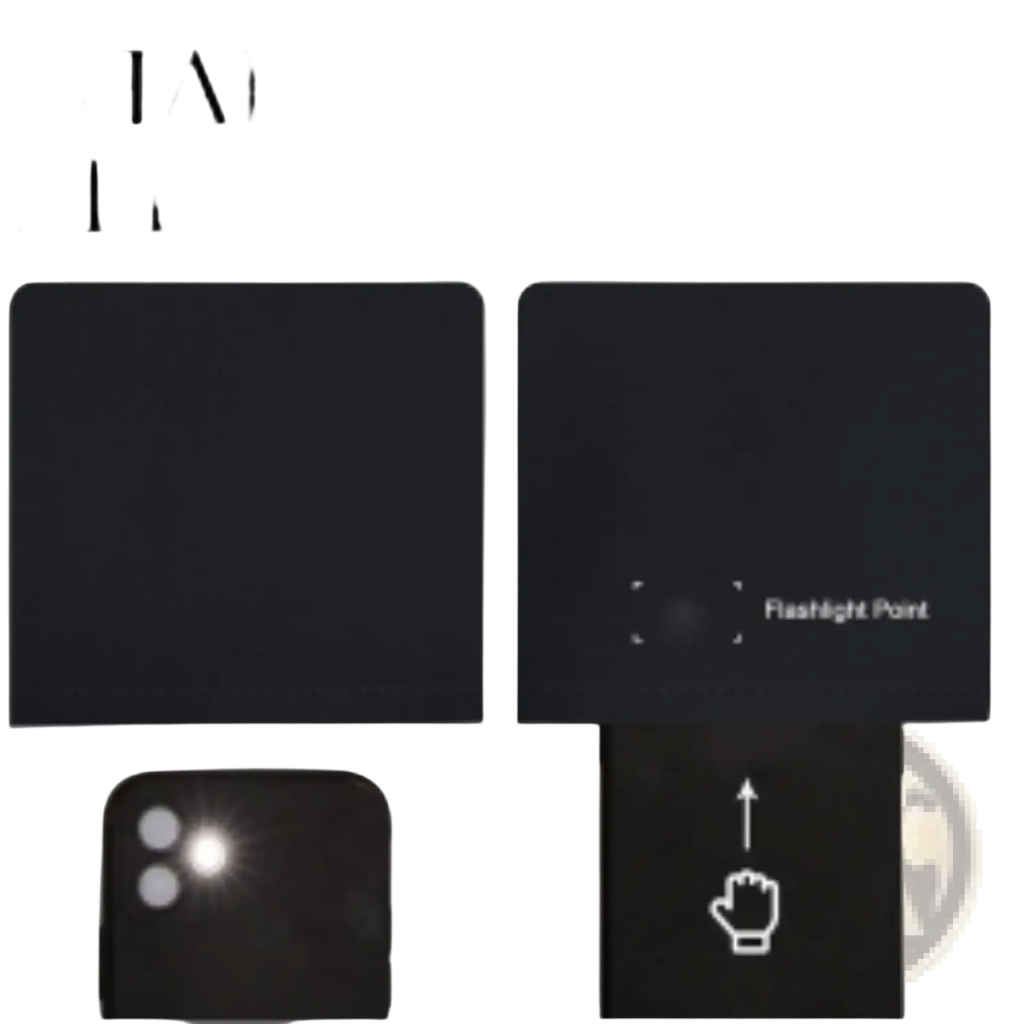 Black smartphone screen protector with 99 percent blackout effect designed for iphone models shown on blackout curtains packaging