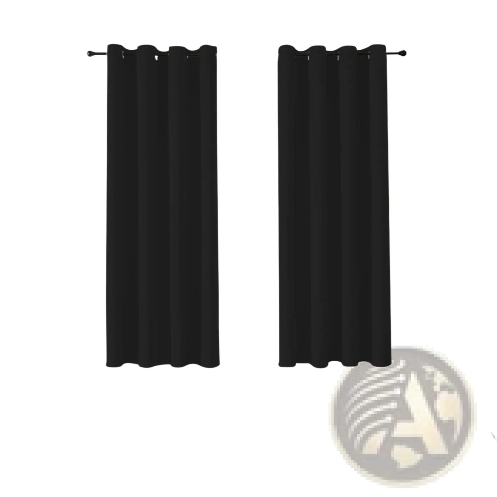 Black grommet-top blackout curtains 3 layer fabric pair 132cm x 114cm ideal for room darkening and privacy