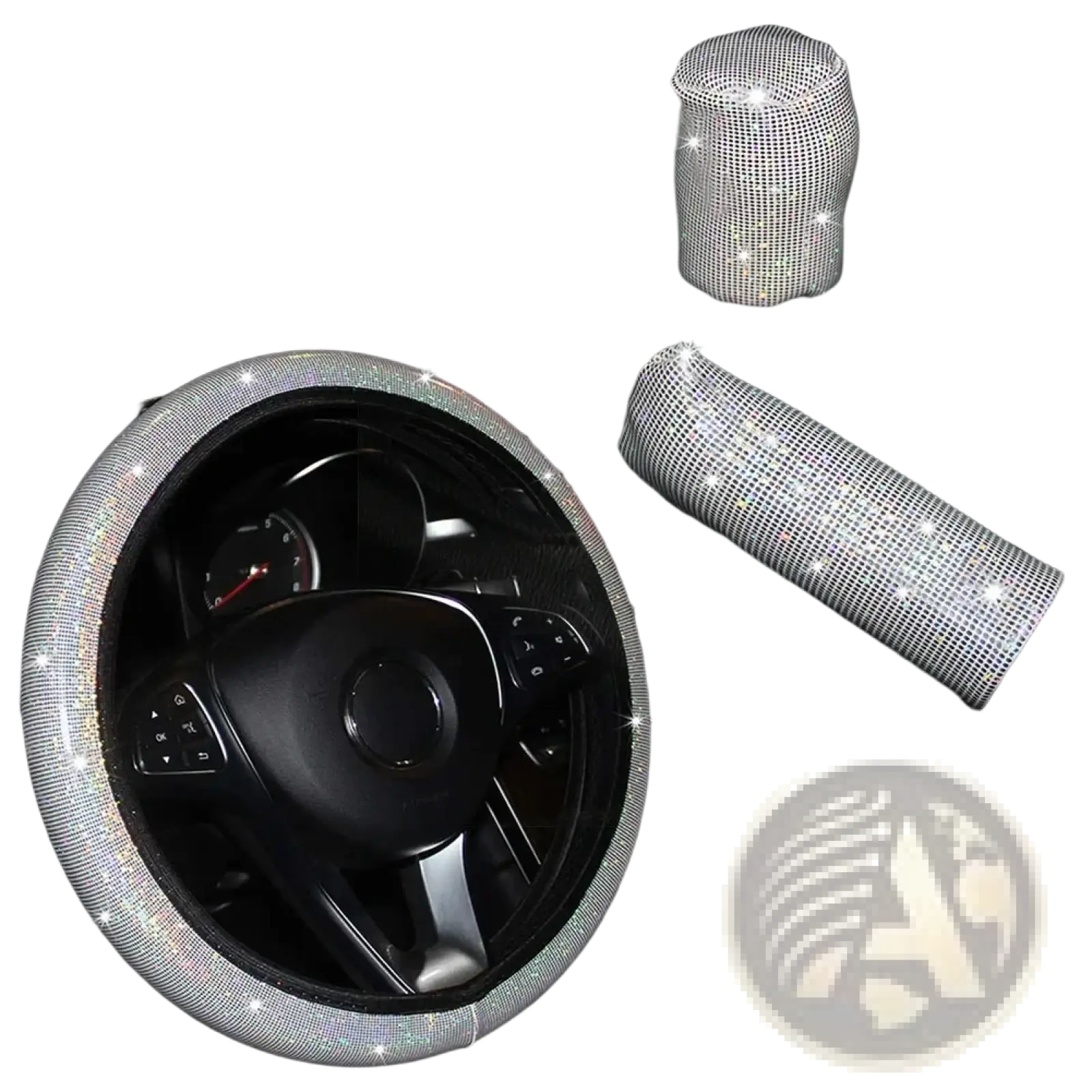 Silver rhinestone-covered steering wheel cover bling rhinestone steering wheel cover for car interior decoration