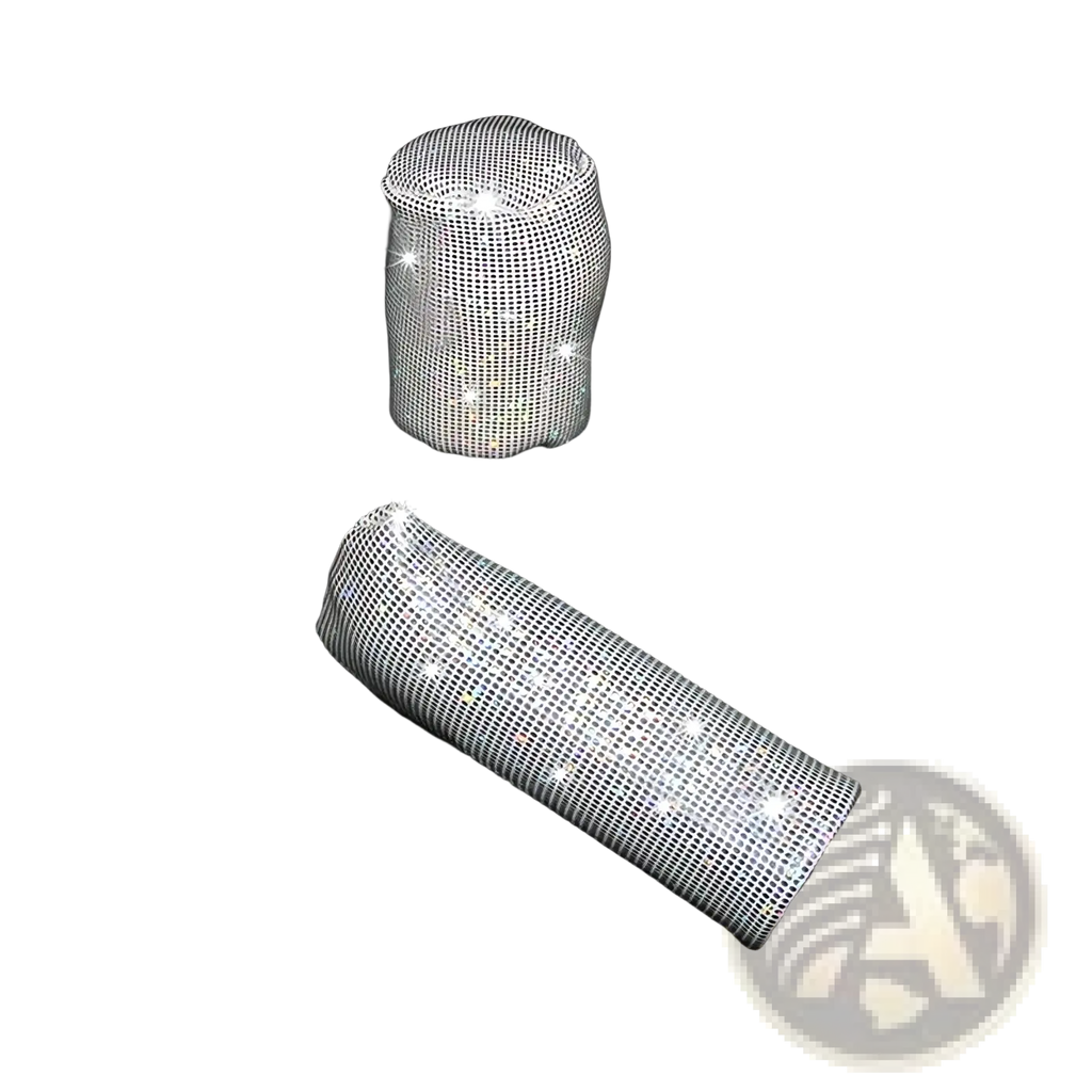 Sparkling silver rhinestone gear shift and handbrake cover set from bling rhinestone steering wheel cover collection