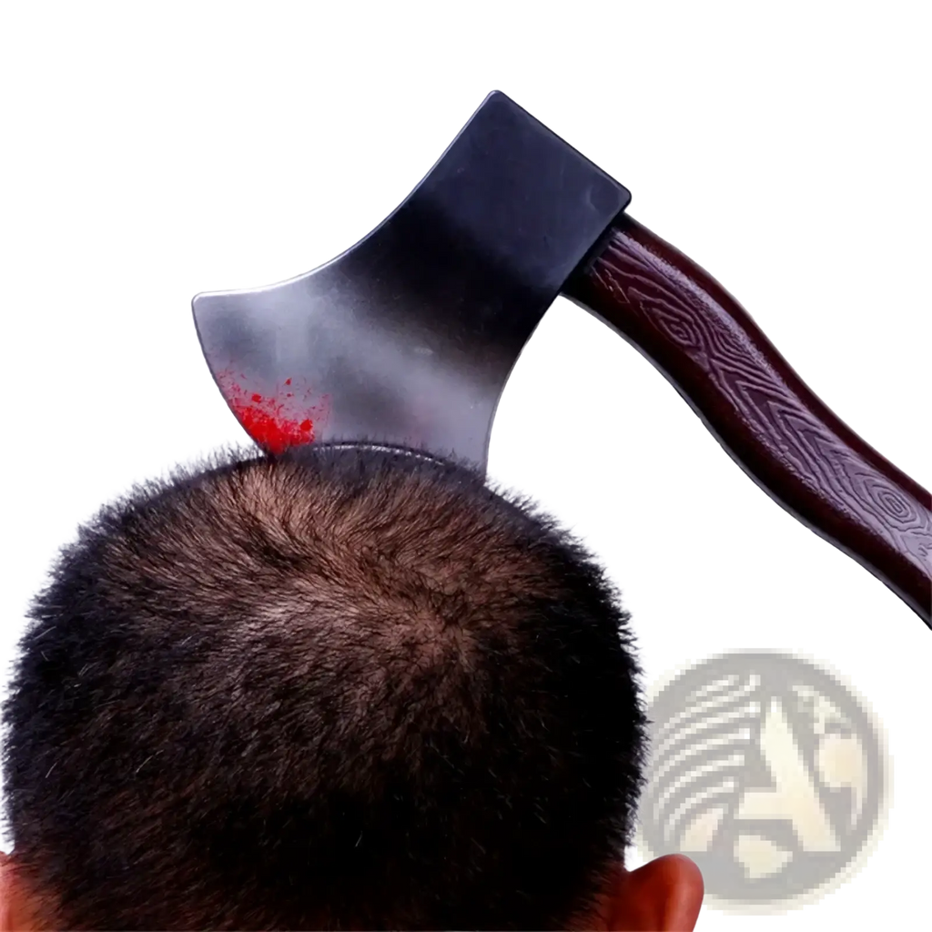Black axe with dark brown wood-grain handle and red splatter blade for bloody halloween weapon headbands horror party props