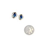 Blue and light blue enamel geometric silver stud earrings with gold-tone metal frames for elegant wear