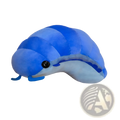 Blue isopod plush sea slug stuffed animal doll with segmented body black bead eye and light blue underbelly