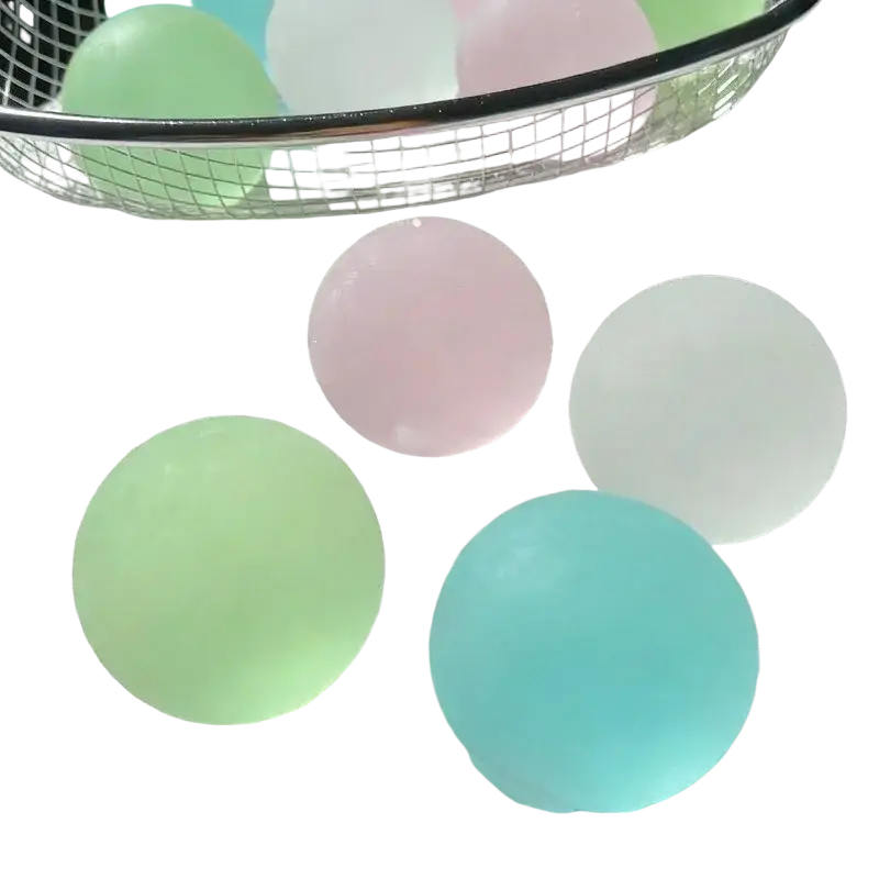 Blue mochi squeeze sensory fidget toy pastel-colored translucent stress balls in soft pink mint green and light blue hues