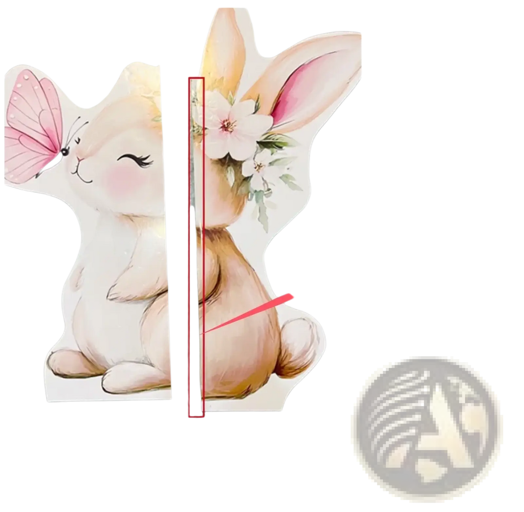 Blue teddy bear baby shower cutout centerpiece featuring a charming bunny with pastel pink beige floral details