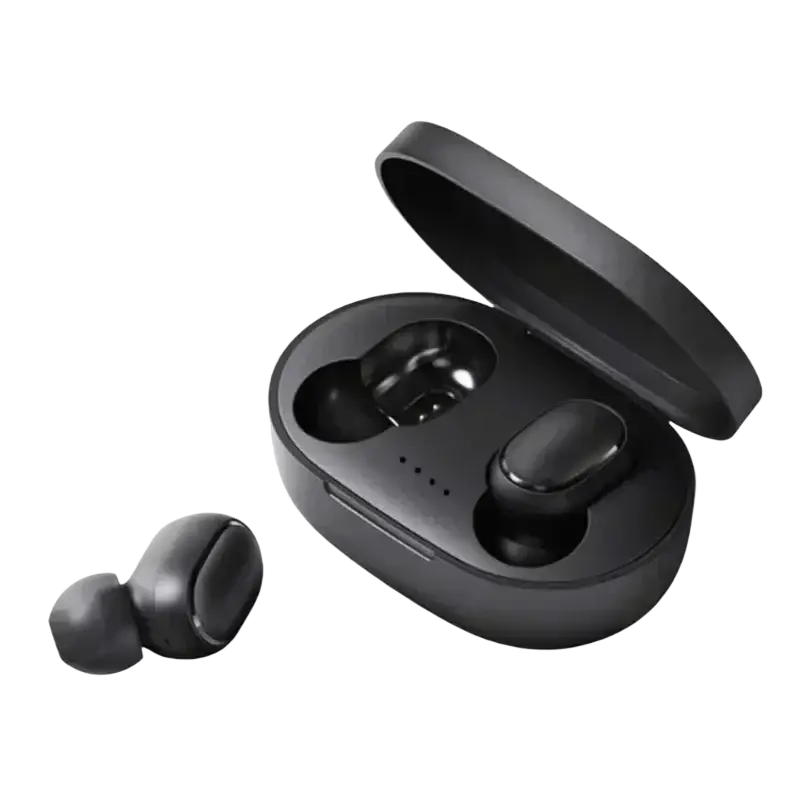 Black bluetooth 5.3 tws wireless earbuds with touch control in 280mah charging box with polymer lithium battery