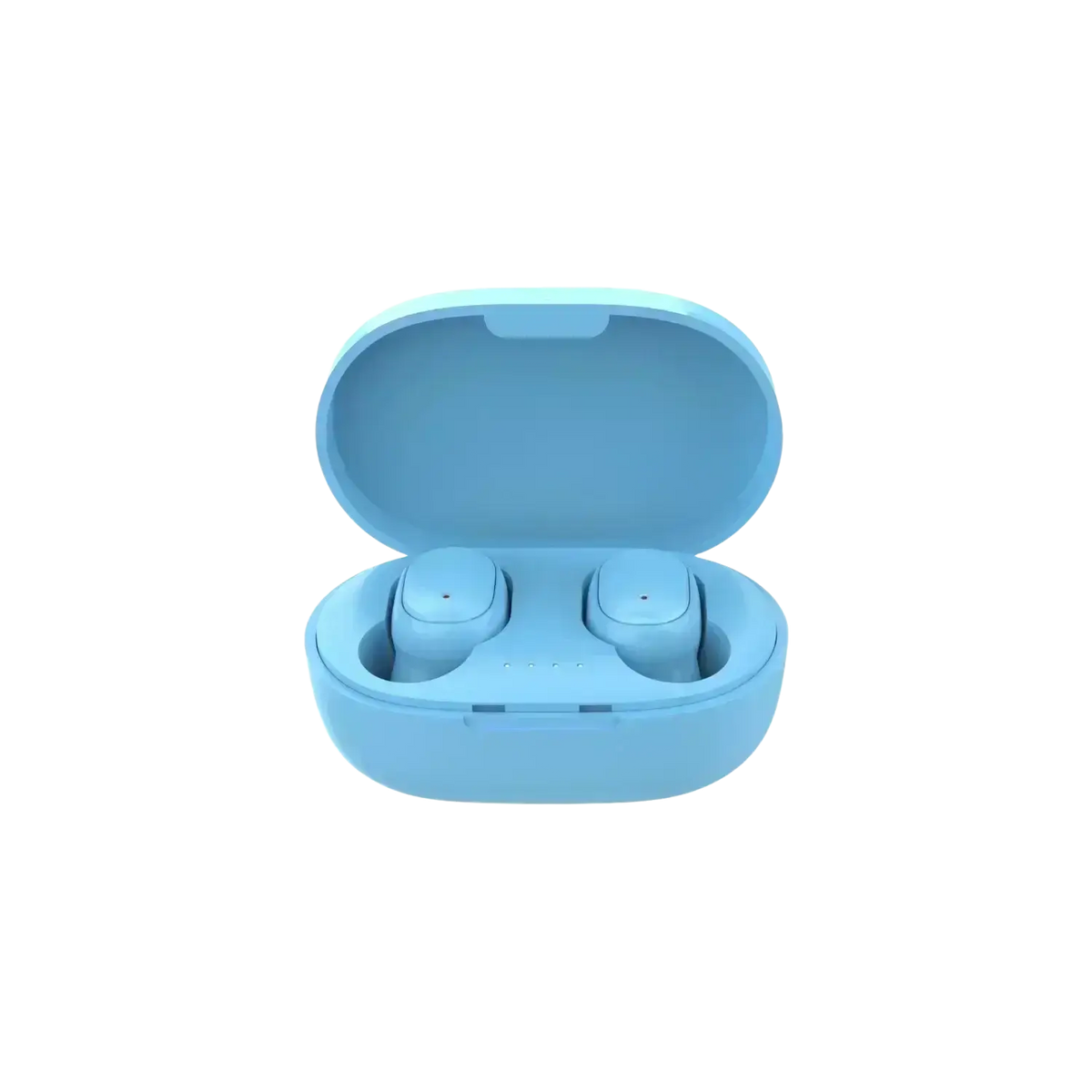 Light blue bluetooth 5.3 tws wireless earbuds with polymer lithium charging box and matching charging case
