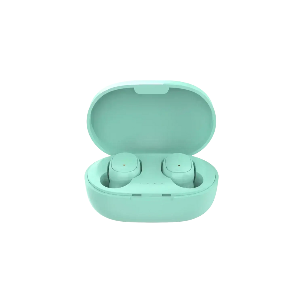 Mint green bluetooth 5.3 tws wireless earbuds with polymer lithium battery in 280mah charging box case