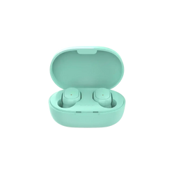 Mint green bluetooth 5.3 tws wireless earbuds with polymer lithium battery in 280mah charging box case