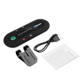 Black bluetooth multipoint speakerphone with green call button and red power indicator for wireless car visor use
