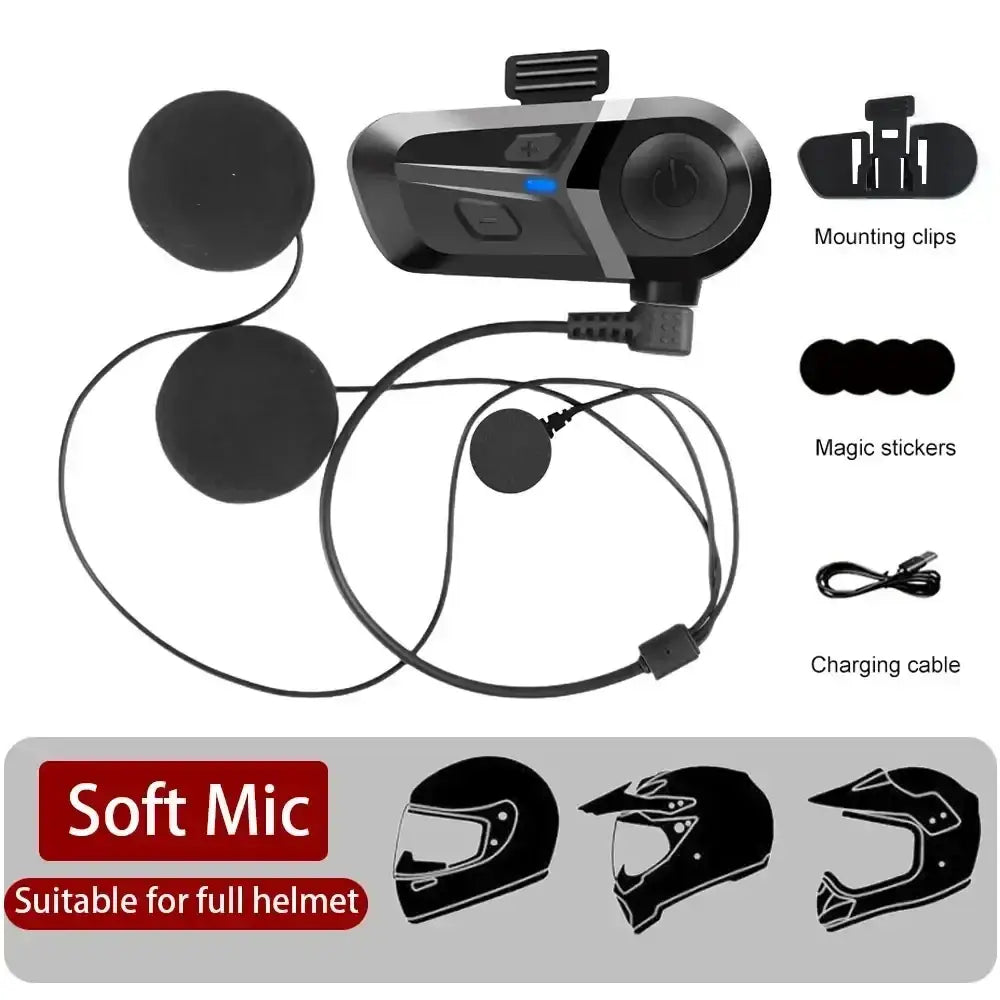 Black and gray bluetooth motorcycle helmet headset with soft mic for full helmets waterproof music player