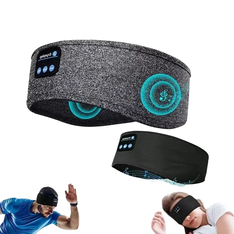 Huaweiishi gray and black stretch fabric bluetooth sleep headband with built-in wireless sports headphones speakers