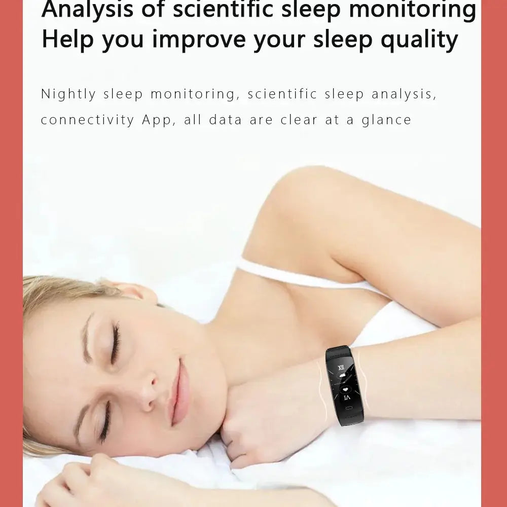 Black Arbaglobal waterproof color screen fitness tracker wristband with digital display and minimalist design