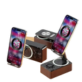 Brown rectangular bluetooth speaker phone stand with black top and silver accents designed for cell phone use