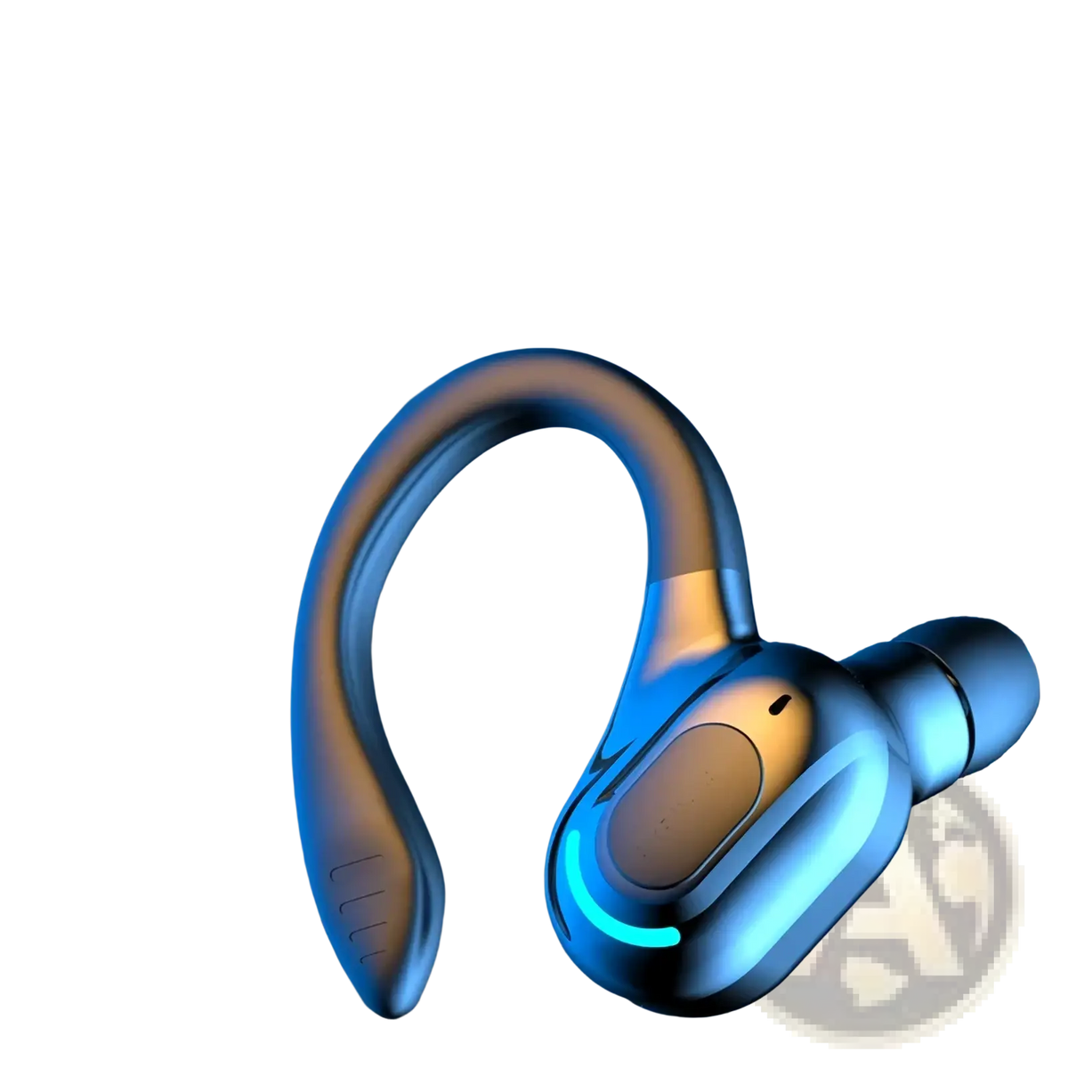 Blue and silver bluetooth sport earhook earbuds wireless headphones with secure fit hook design