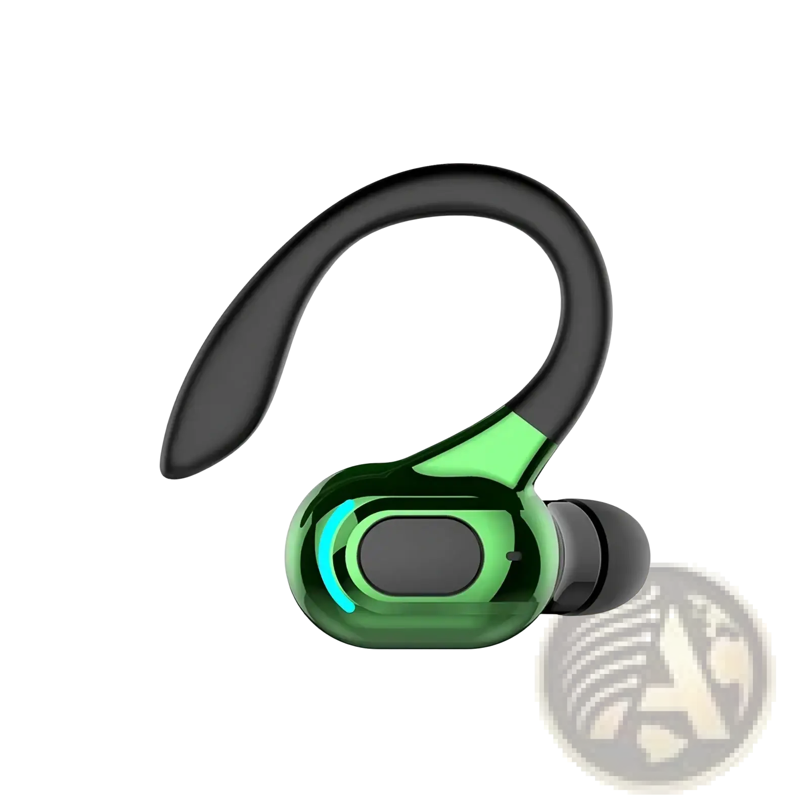 Green and black bluetooth sport earhook earbuds wireless headphones with sleek curved hook design for active use