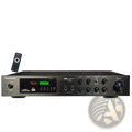 Black sunbuck av-628bt 5.0 bluetooth stereo audio amplifier with brushed metal finish and green digital display