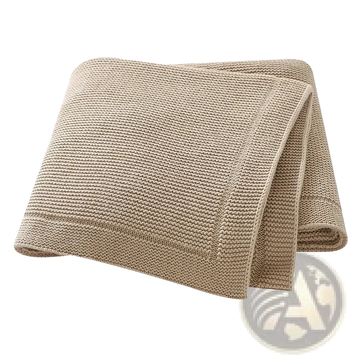 Beige woven knit bath mat with textured uniform pattern and neatly finished edges for blush pink knitted baby blanket cotton receiving mat