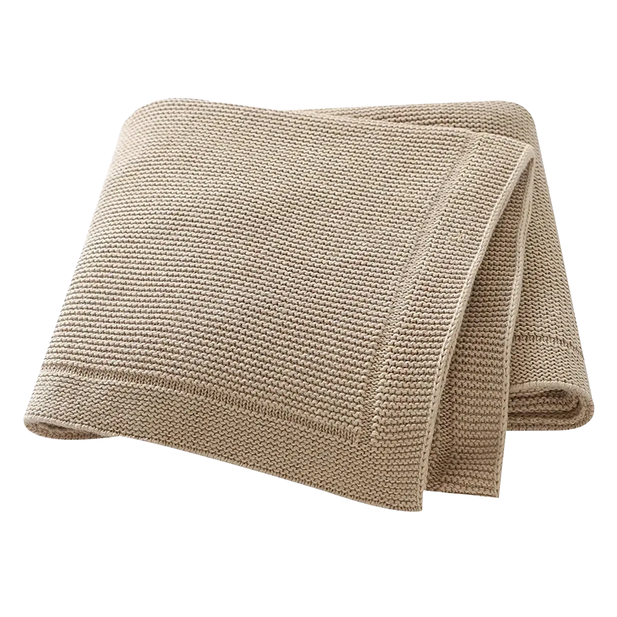 Beige woven knit bath mat with textured uniform pattern and neatly finished edges for blush pink knitted baby blanket cotton receiving mat