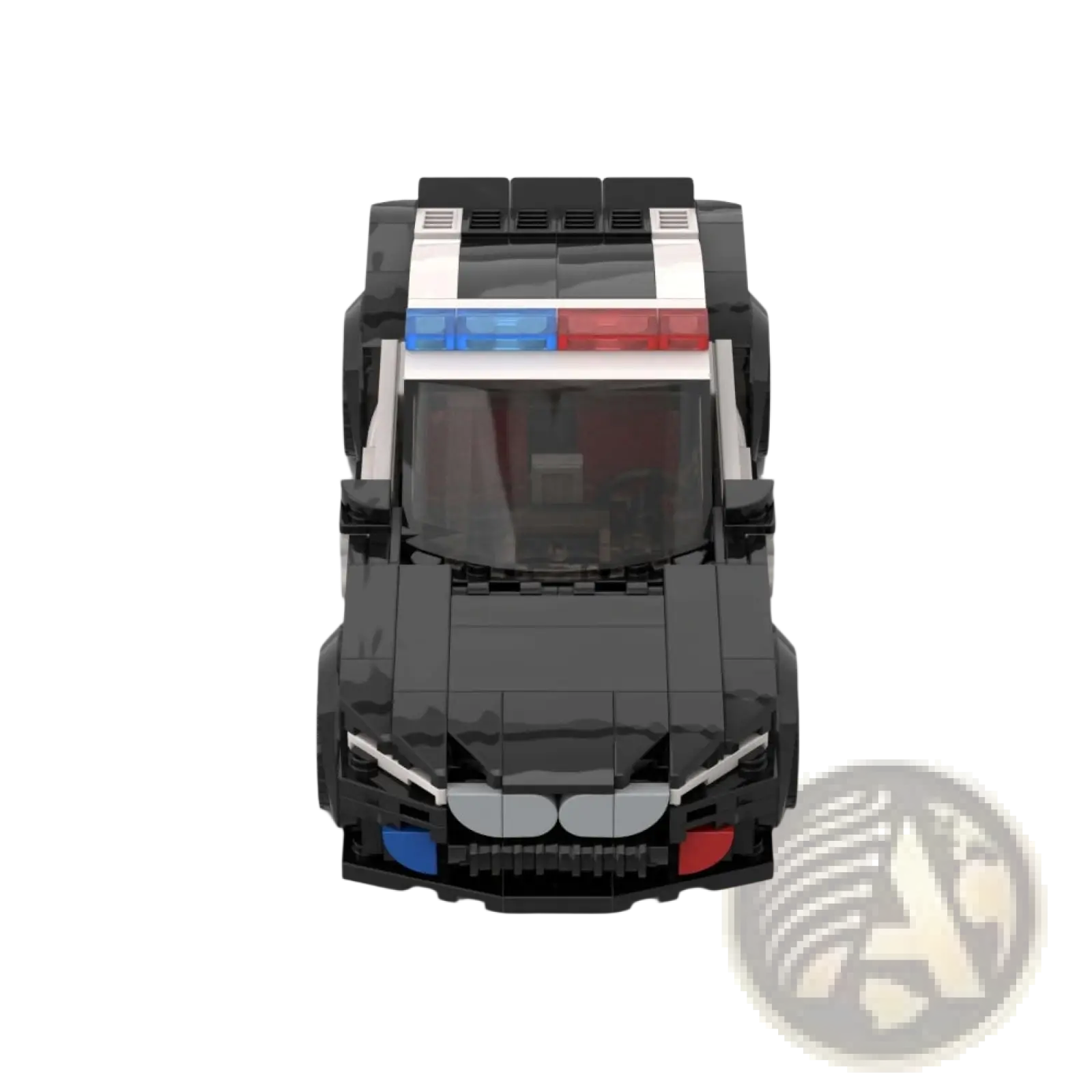Black lego bmw m8 police car building blocks set with blue and red roof lights featuring 318 pieces