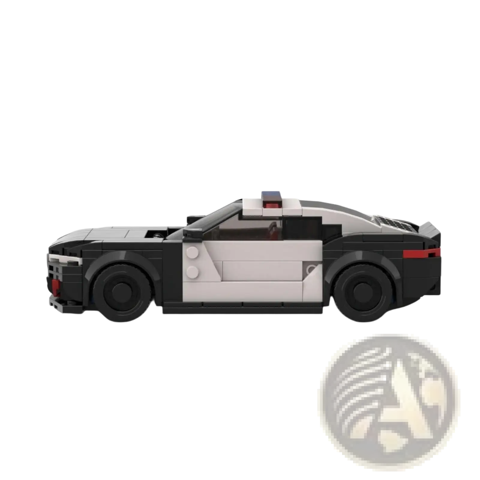 Black and white BMW M8 police car building blocks set with red accents 318 pieces for model construction