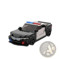 Black and white lego bmw m8 police car building blocks set with red and blue roof lights 318 pieces