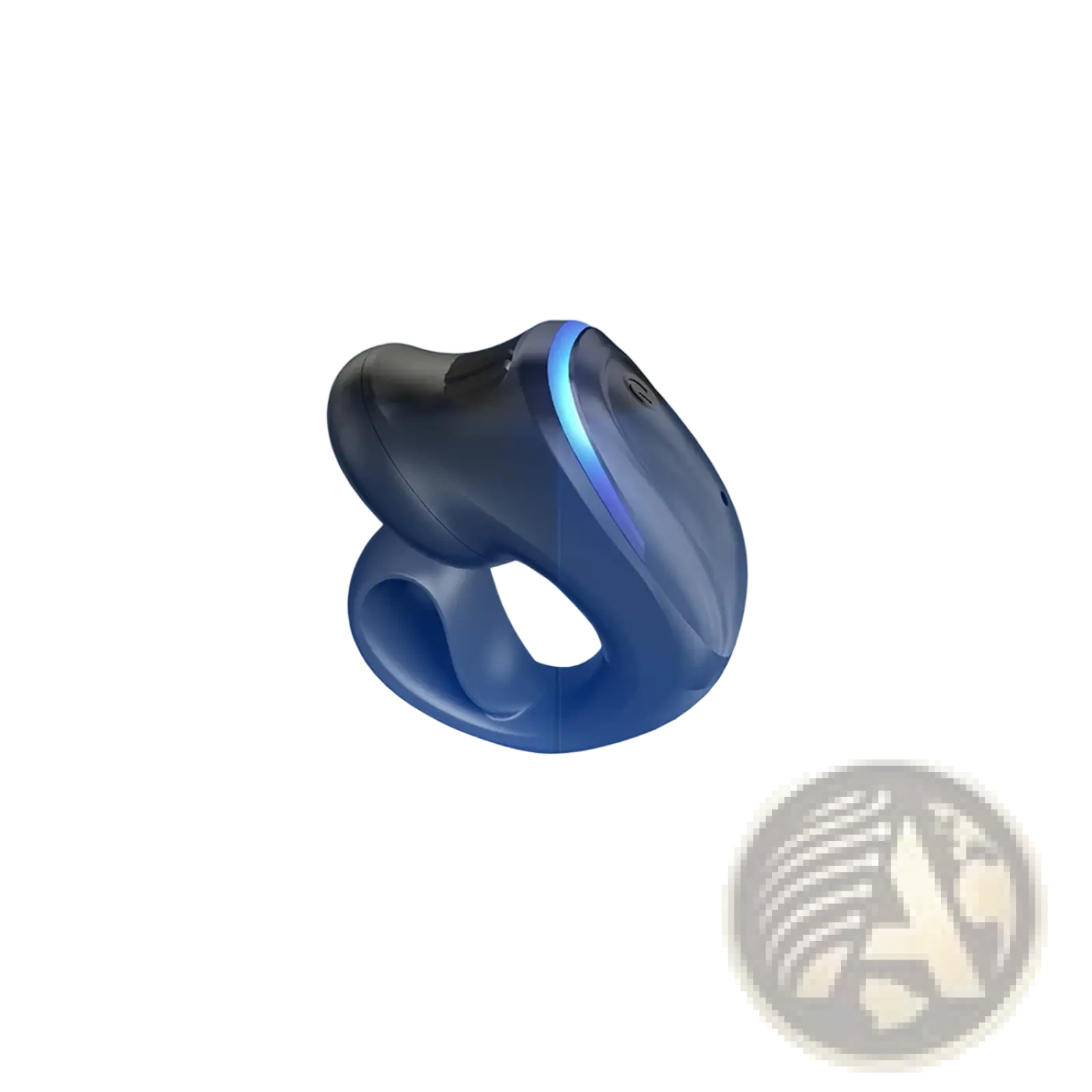 Black bone conduction bluetooth 5.3 sport earbud with sleek ergonomic design and glowing blue light strip on side