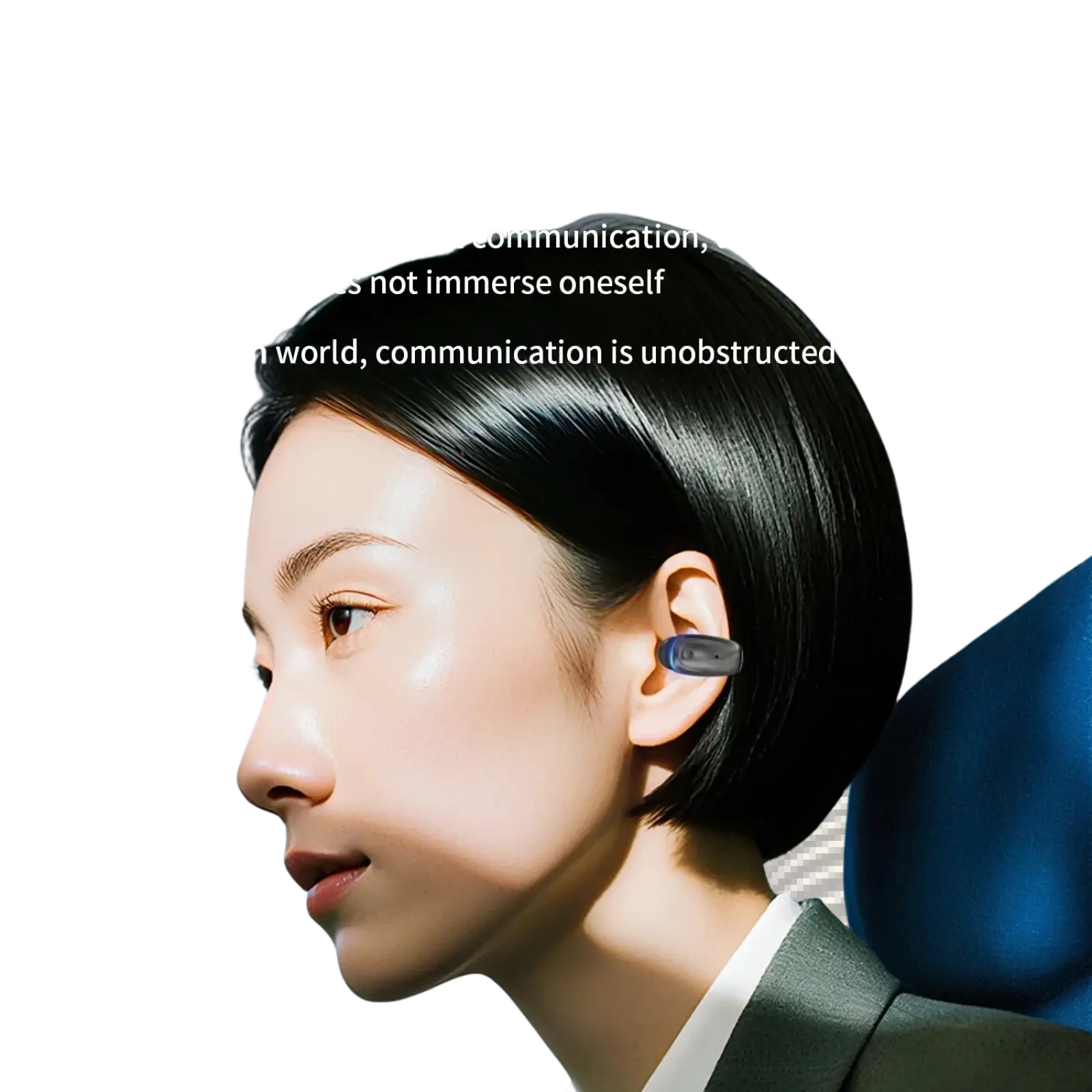 A sleek dark gray bone conduction bluetooth 5.3 sport earbud with a minimalist in-ear wireless design