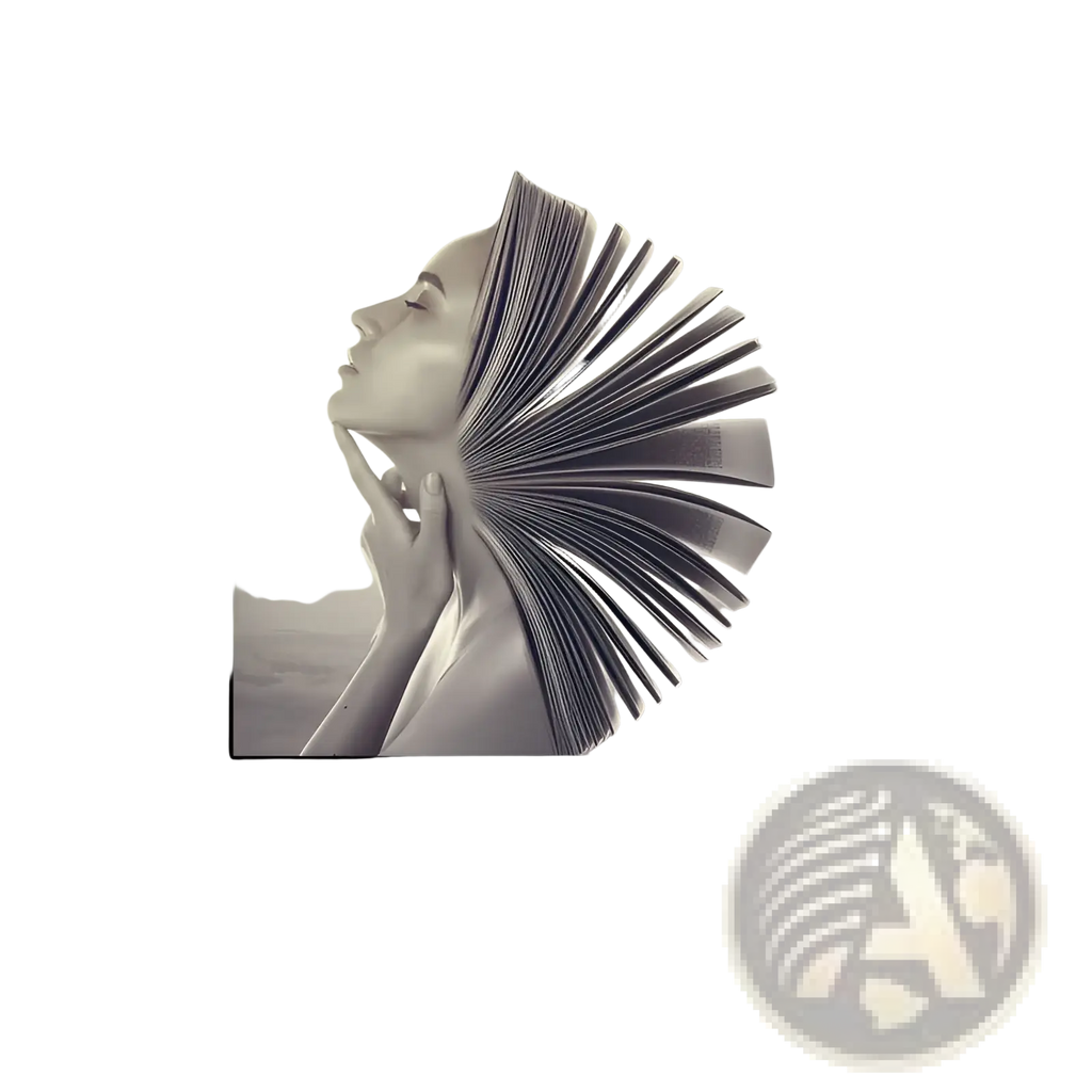 A modern black-framed canvas wall art featuring a monochromatic woman portrait with an open book covering her face