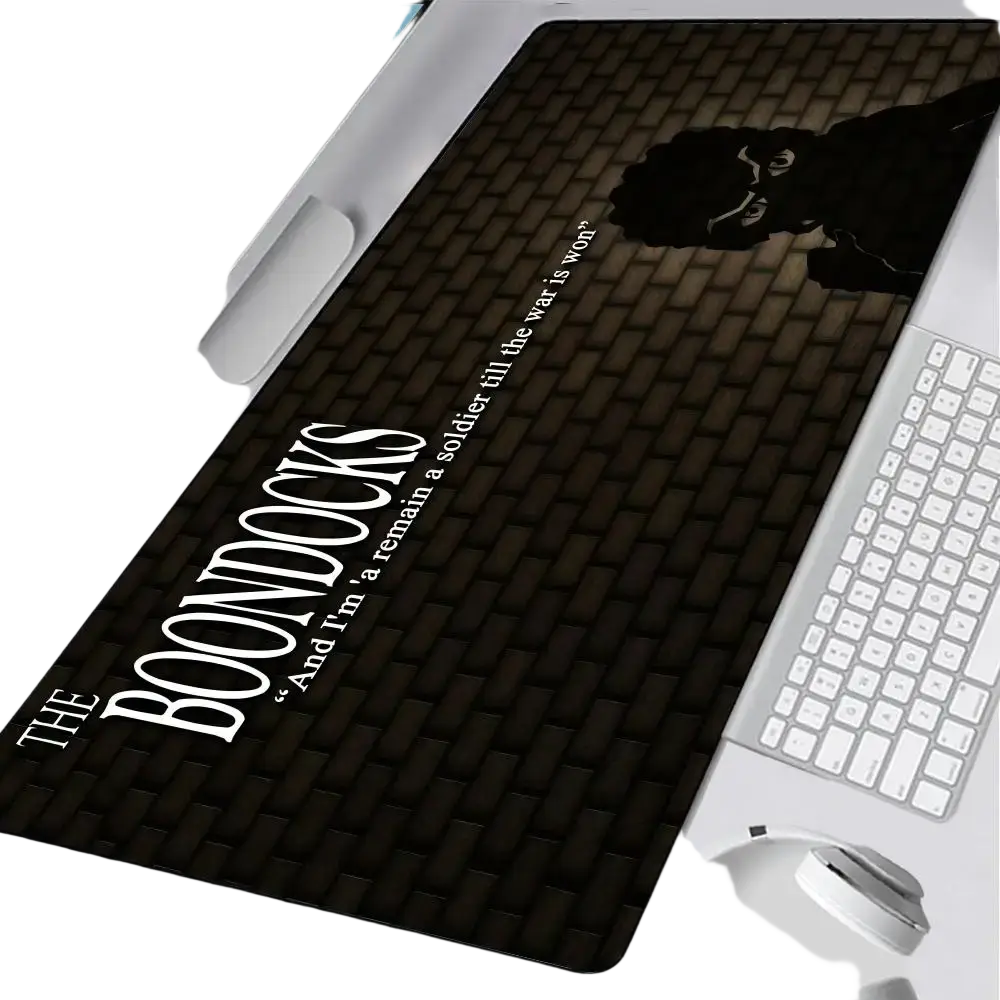Black textured rubber mouse pad featuring the boondocks title and character silhouette for gaming use