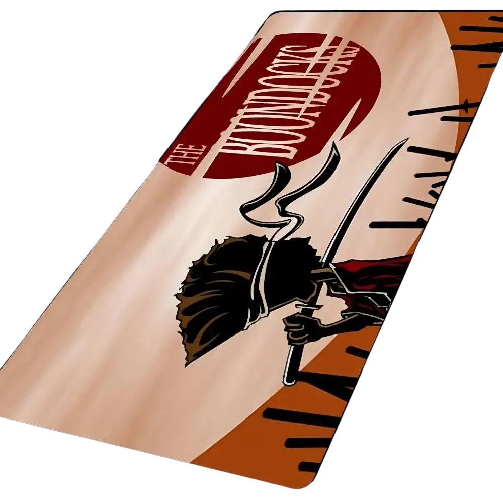 The boondocks mouse pad gaming rubber mat features a bold anime character with spiky hair on a warm red background