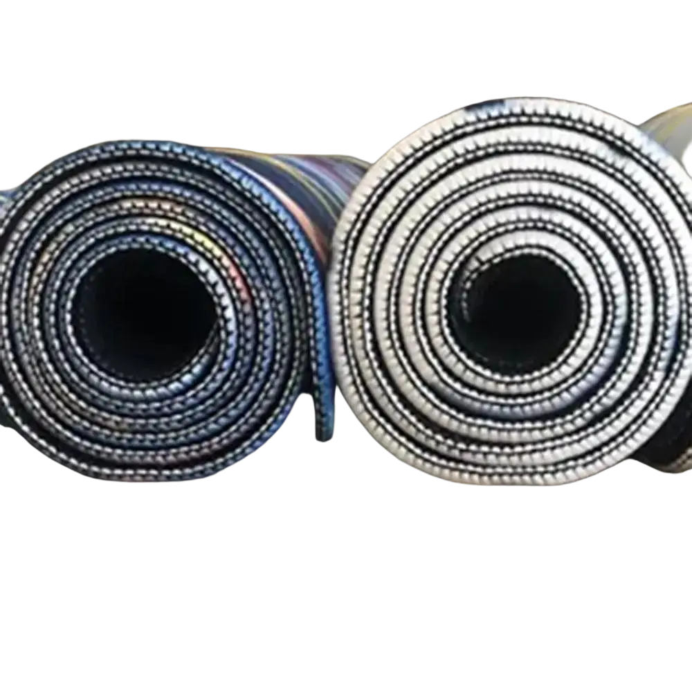 The Boondocks mouse pad gaming rubber mat features two rolled yoga mats in blue multicolor 3mm and solid white 4mm thickness