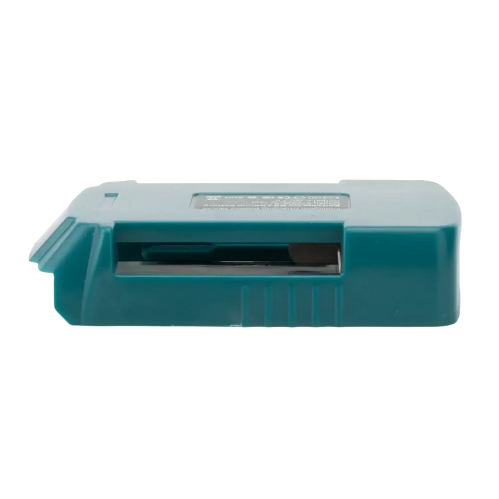 Teal plastic makita battery case with rectangular slot designed for bosch 20v battery power bank fast charger