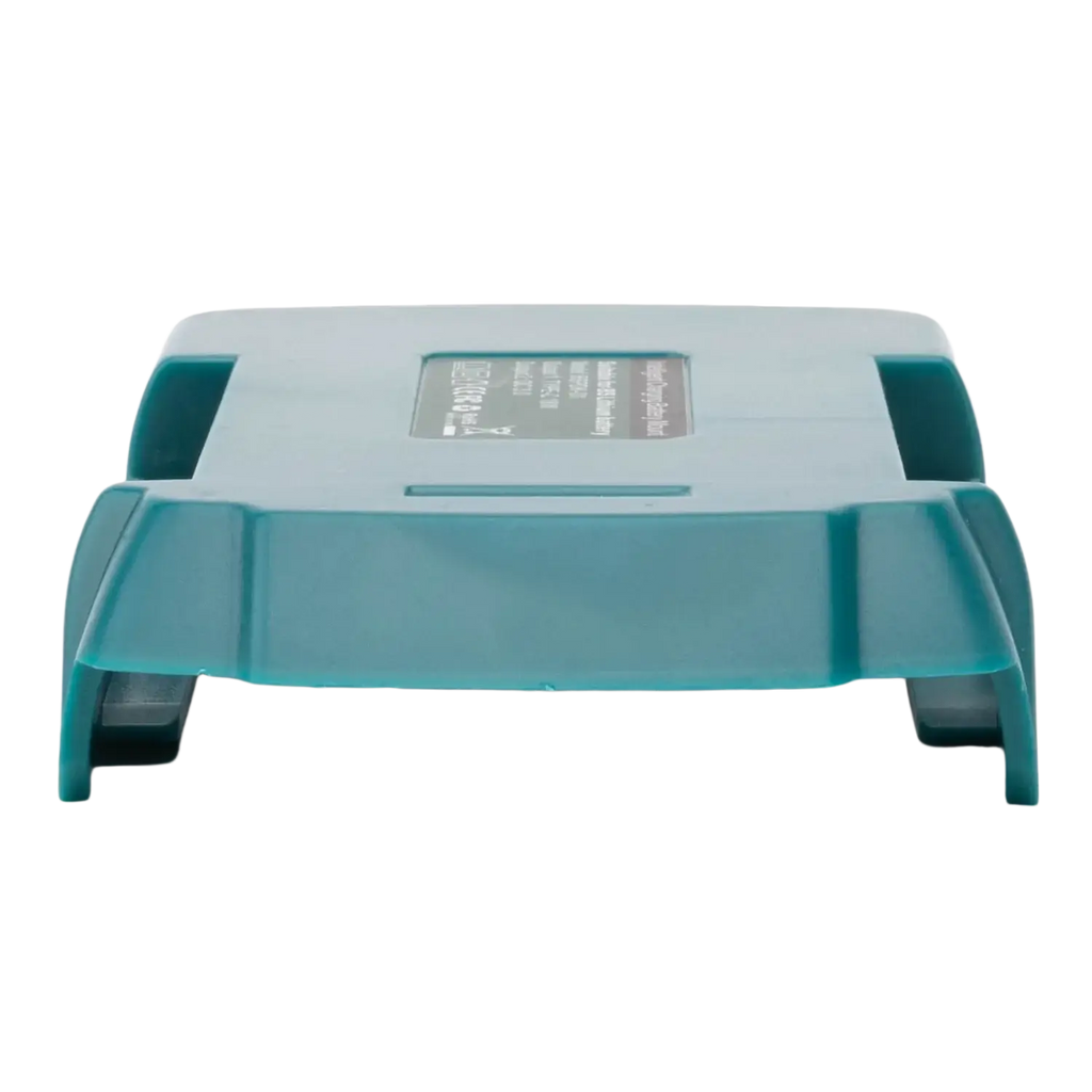 Teal plastic makita battery case with molded handles and label for bosch 20v battery power bank fast charger