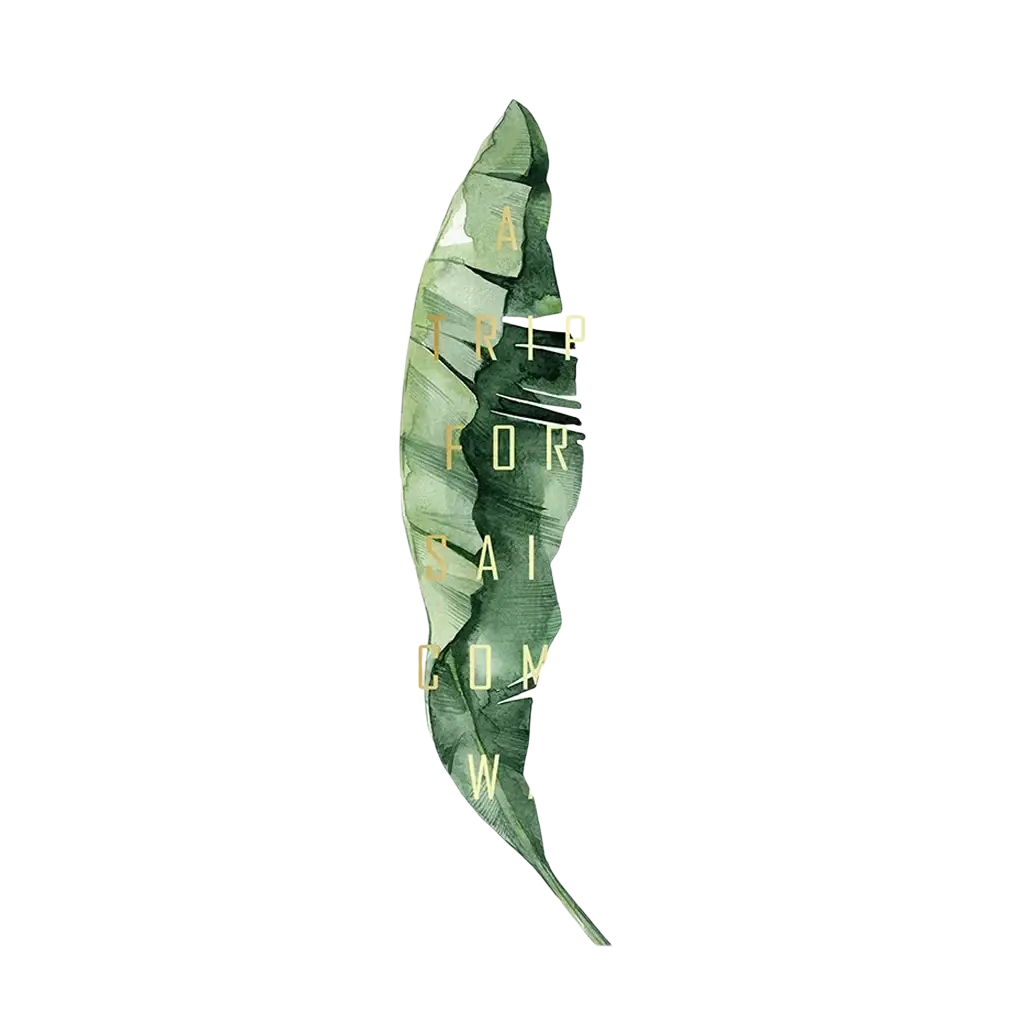 A vertical botanical canvas print featuring a green banana leaf with gold foil text for wall art decoration
