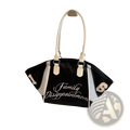 Black and white bowling bag embroidered sports tote shoulder handbag with mesh panels and cream handles