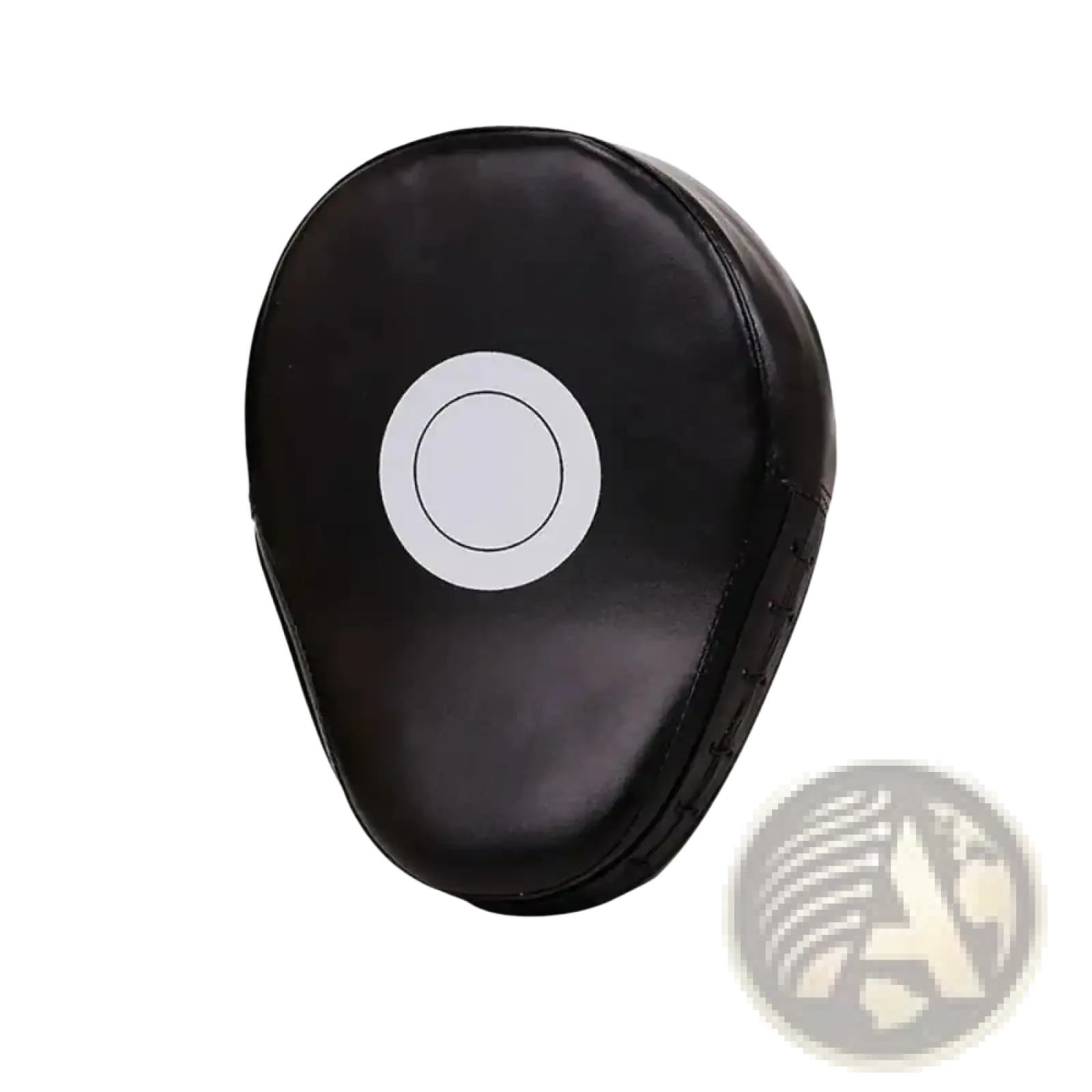 Black leather boxing punch pad with a white circular target design for focus mitt training fitness gear