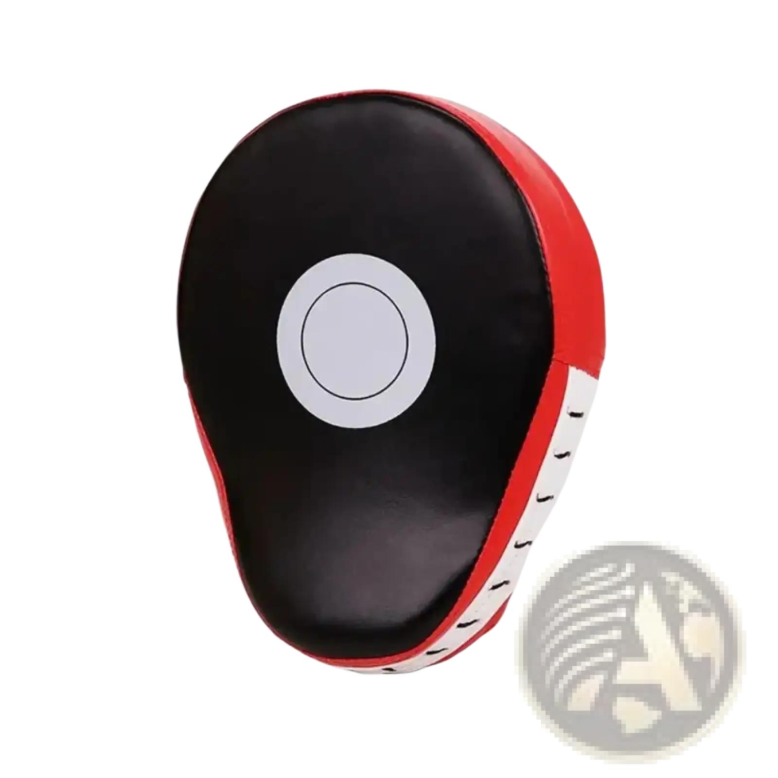Red and black boxing punch pad focus mitt with a white circular target for fitness training and boxing practice