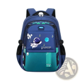 Blue and teal boys astronaut school backpack with waterproof material black straps and cartoon astronaut design