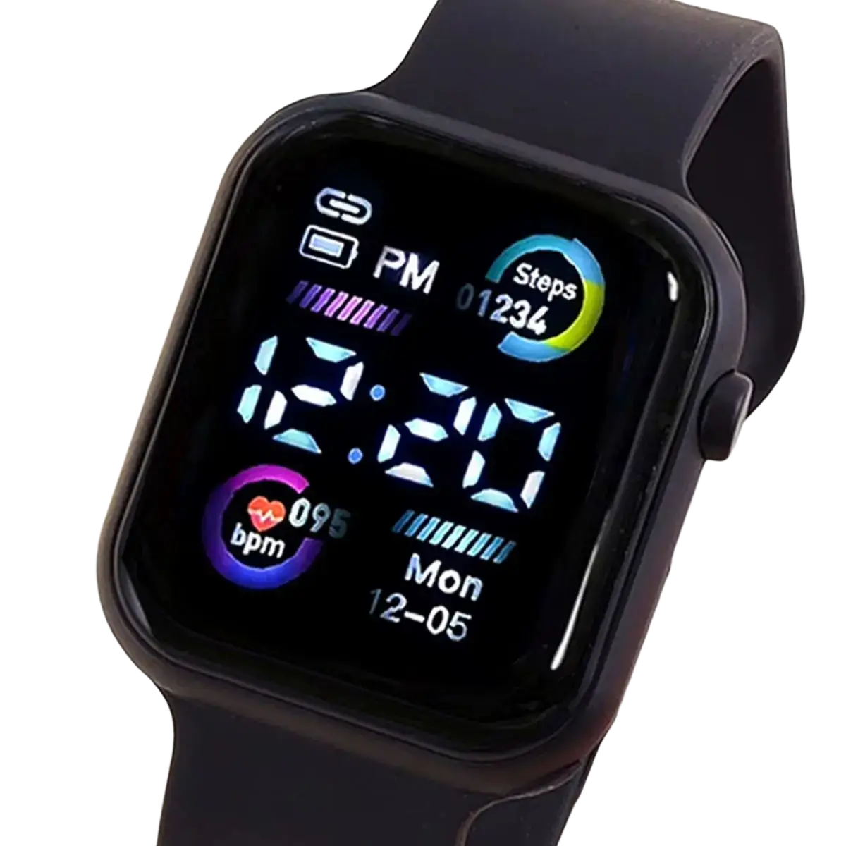 Black boys silicone digital watch with sleek rectangular face and matching silicone material football bracelet set
